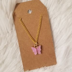 Pink Butterfly Necklace 18inches